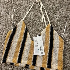 Zara Yellow and Black Striped Top